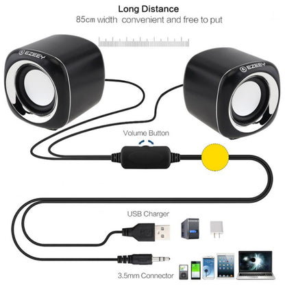 YEEZE A1 Multimedia USB2.0 Desktop Speaker Mini Computer Notebook Speaker, White Blue, White Green, White Purple, White Orange, Black Blue, Black Green, Black Purple, Black Prange, Electroplated Black Gold, Electroplated White, Electroplated Black...