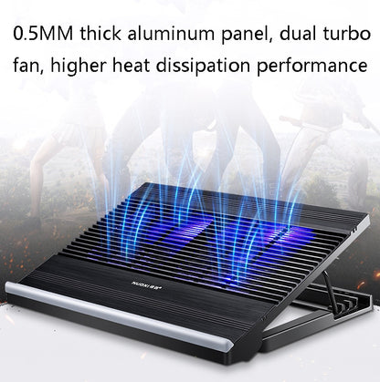 NUOXI T10 Laptop Radiator Multi-File Adjustment Aluminum Alloy Bracket, Black, Silver