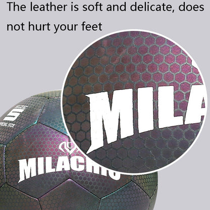 MILACHIC PU Leather Machine Stitch Reflective Football, Specification: Number 4 (Neon 5033), Number 4 (Neon 5033), Number 4 (Colorful 5031), Number 5 (Neon 5032), Number 5 (Colorful 5034), Number 5 (Black Gray Rhombic 5039)