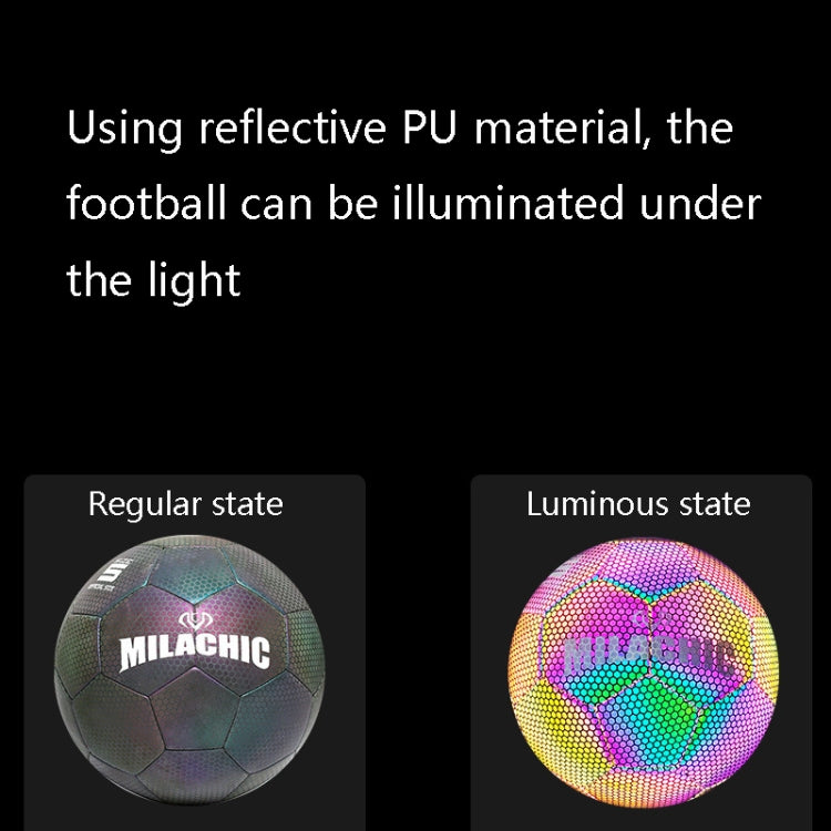 MILACHIC PU Leather Machine Stitch Reflective Football, Specification: Number 4 (Neon 5033), Number 4 (Neon 5033), Number 4 (Colorful 5031), Number 5 (Neon 5032), Number 5 (Colorful 5034), Number 5 (Black Gray Rhombic 5039)