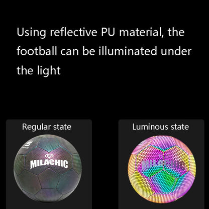 MILACHIC PU Leather Machine Stitch Reflective Football, Specification: Number 4 (Neon 5033), Number 4 (Neon 5033), Number 4 (Colorful 5031), Number 5 (Neon 5032), Number 5 (Colorful 5034), Number 5 (Black Gray Rhombic 5039)