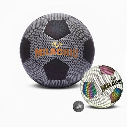 MILACHIC PU Leather Machine Stitch Reflective Football, Specification: Number 4 (Neon 5033), Number 4 (Neon 5033), Number 4 (Colorful 5031), Number 5 (Neon 5032), Number 5 (Colorful 5034), Number 5 (Black Gray Rhombic 5039)