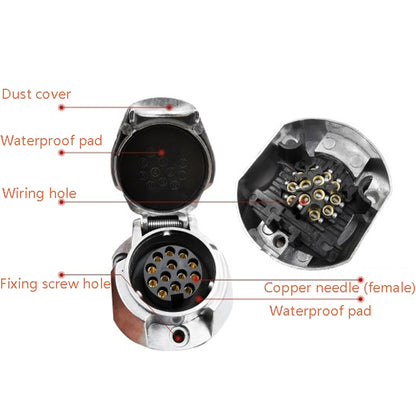 VS1131E 13P 12V Aluminum Alloy Trailer Plug Socket EU Plug, VS1131E