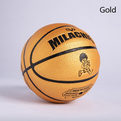 MILACHIC Number 1 Mini Rubber Hollow Glue Stretch Training Basketball, Gold, Yellow, Black, Orange, Red