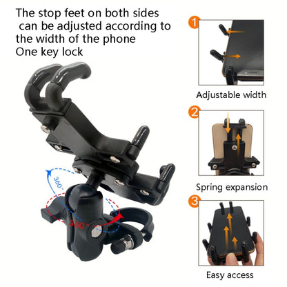 N-STAR NJN002 Motorcycle Metal Aluminum Alloy Universal Anti-Theft Mobile Phone Bracket, NJN002(T-shaped Ball Head Installation), NJN002(Inclined Ball Head Installation)