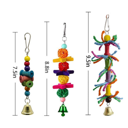 10 in 1 Parrot Toy Set Ladder Mirror String Of Bells, 10 in 1