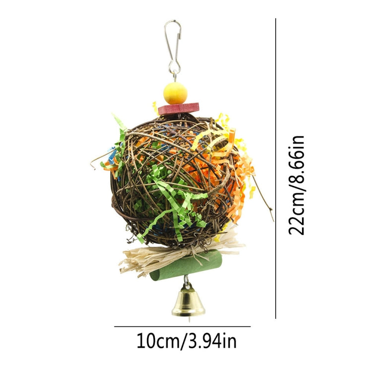 2 in 1 Parrot Toy Sepak Takraw Paper Brushed Grass Bite Ball, 2 in 1