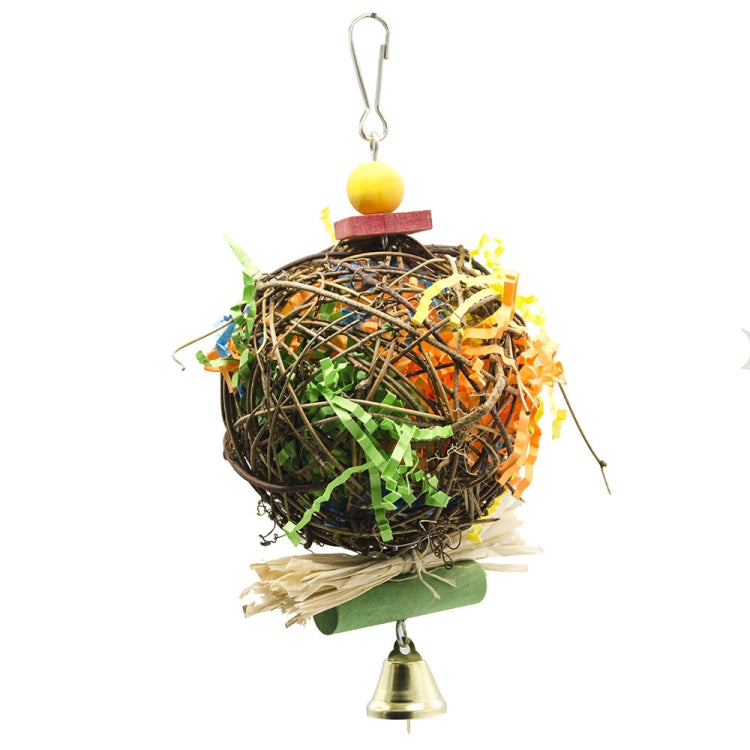 2 in 1 Parrot Toy Sepak Takraw Paper Brushed Grass Bite Ball, 2 in 1
