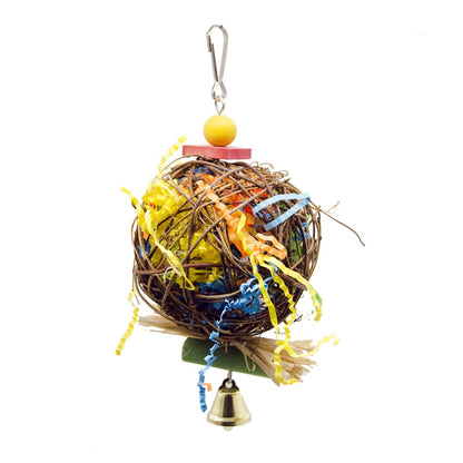 2 in 1 Parrot Toy Sepak Takraw Paper Brushed Grass Bite Ball, 2 in 1