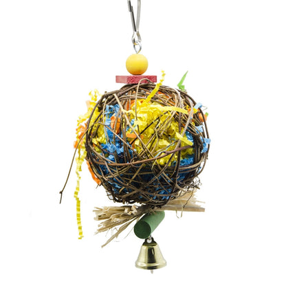 2 in 1 Parrot Toy Sepak Takraw Paper Brushed Grass Bite Ball, 2 in 1
