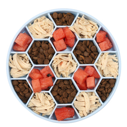 Pet Slow Eating Anti-Choke Slip Bowl Silicone Suction Cup Honeycomb Bowl, Medium Blue, Medium Green, Medium Orange, Small Blue, Small Green, Small Orange