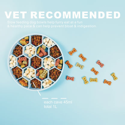 Pet Slow Eating Anti-Choke Slip Bowl Silicone Suction Cup Honeycomb Bowl, Medium Blue, Medium Green, Medium Orange, Small Blue, Small Green, Small Orange
