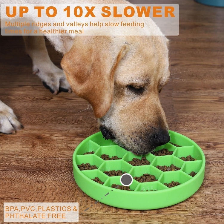 Pet Slow Eating Anti-Choke Slip Bowl Silicone Suction Cup Honeycomb Bowl, Medium Blue, Medium Green, Medium Orange, Small Blue, Small Green, Small Orange