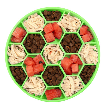 Pet Slow Eating Anti-Choke Slip Bowl Silicone Suction Cup Honeycomb Bowl, Medium Blue, Medium Green, Medium Orange, Small Blue, Small Green, Small Orange