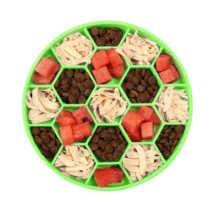 Pet Slow Eating Anti-Choke Slip Bowl Silicone Suction Cup Honeycomb Bowl, Medium Blue, Medium Green, Medium Orange, Small Blue, Small Green, Small Orange