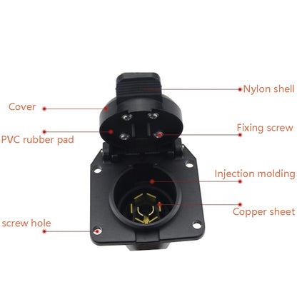 2 PCS VS170U-1 6-24V 7P Waterproof Trailer Plug Socket Connector RV Yacht Power Plug US Plug, VS170U-1