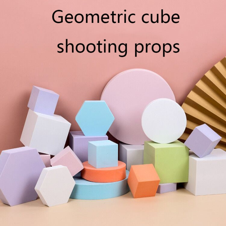 8 PCS Geometric Cube Photo Props Decorative Ornaments Photography Platform, Colour: 5 x 5 x 5cm Small White Square, Small Lake Blue Square, Large Lake Blue Square, Small Lake Blue Rectangular, Large Lake Blue Rectangular, Small Lake Blue Cylinder...