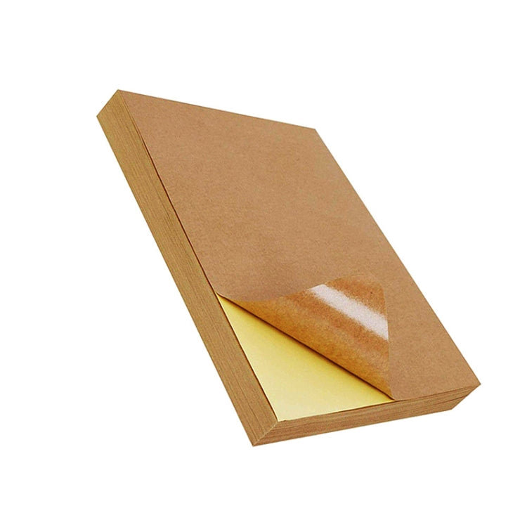 GYNP8081 100 PCS Laser Inkjet Mark Sticker A4 Kraft Paper Self-Adhesive Printing Paper, Dark, Light