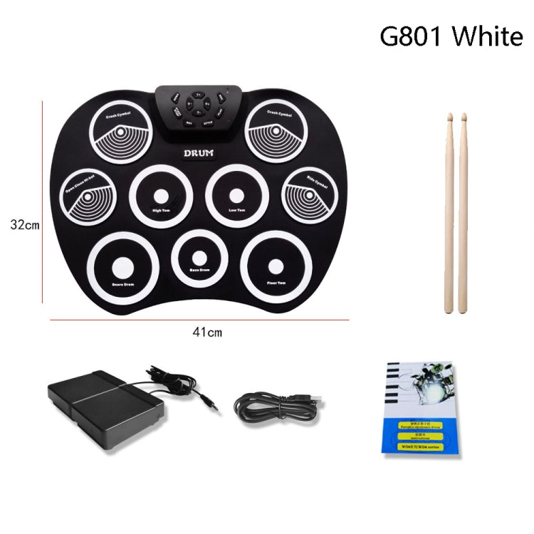 Silicone Folding Portable Hand-Rolled Drum DTX Game Strike Board, G801 White, G801 Yellow, G800 Red, G800 Yellow