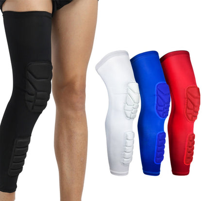 A Pair  Extended Sports Knee Pads Thigh and Calf Cover Outdoor Climbing Football Basketball Riding Protective Gear, L (Black), XL (Black), M (White), L  (White), XL (White), M (Red), L (Red), XL (Red), M (Blue), L  (Blue)
