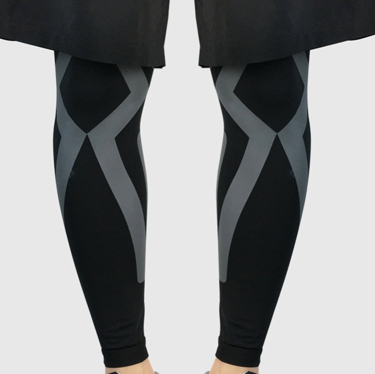 1pair  Sports Knee Pads Compression Elastic Protective Thigh And Calve Cover, M (Black / Gray), L  (Black / Gray), XL  (Black / Gray), M (Black / Green), L (Black / Green), XL (Black / Green), M (Black / Red), L (Black / Red), XL (Black / Red)