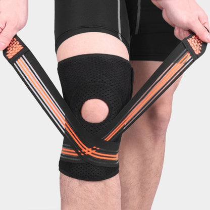 Sports Spring Supported Knee Brace Compression Protection Patella Riding Protective Gear, One Size, Patella Riding Protective Gear(Black / Gray), Patella Riding Protective Gear(Black / Orange), Patella Riding Protective Gear(Black / Red)