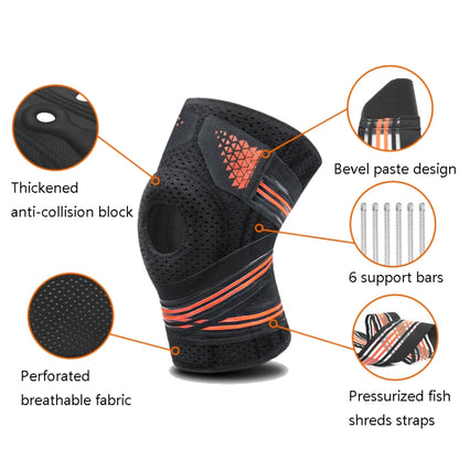 Sports Spring Supported Knee Brace Compression Protection Patella Riding Protective Gear, One Size, Patella Riding Protective Gear(Black / Gray), Patella Riding Protective Gear(Black / Orange), Patella Riding Protective Gear(Black / Red)