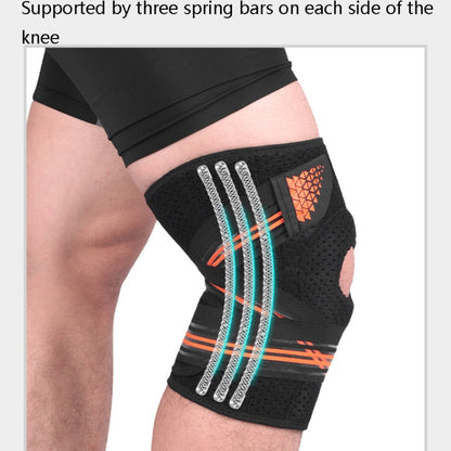 Sports Spring Supported Knee Brace Compression Protection Patella Riding Protective Gear, One Size, Patella Riding Protective Gear(Black / Gray), Patella Riding Protective Gear(Black / Orange), Patella Riding Protective Gear(Black / Red)
