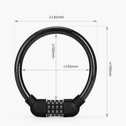 Bicycle Portable Four Password Ring Locks Outdoor Anti-Theft Lock, Anti-Theft Lock(Black)