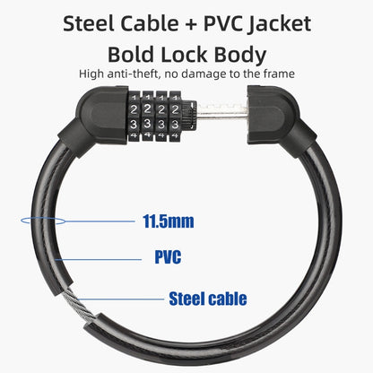 Bicycle Portable Four Password Ring Locks Outdoor Anti-Theft Lock, Anti-Theft Lock(Black)