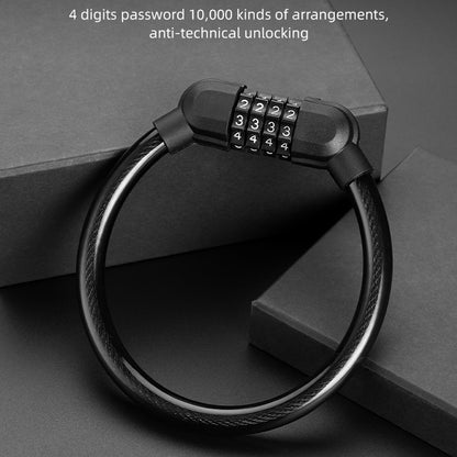 Bicycle Portable Four Password Ring Locks Outdoor Anti-Theft Lock, Anti-Theft Lock(Black)