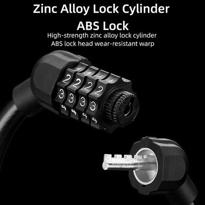 Bicycle Portable Four Password Ring Locks Outdoor Anti-Theft Lock, Anti-Theft Lock(Black)