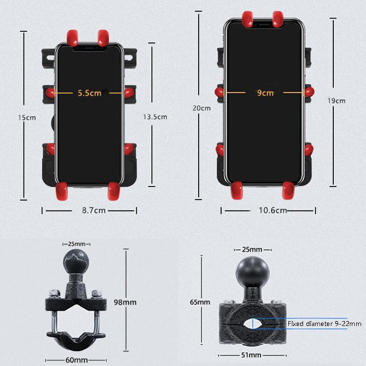 Motorcycle Metal Navigation Mobile Phone Bracket,Style:, Rearview Mirror Installation (Anti-theft), Rearview Mirror Installation (Hand Twist), Thin Tube Fixation (Anti-theft), Thin Tube Fixation (Hand Twist), Handle Installation (Anti-theft)