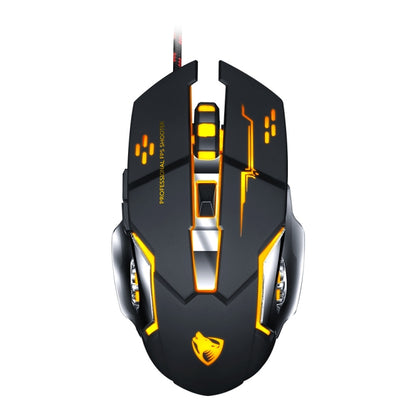 T-WOLF V6 USB Interface 6-Buttons 3200 DPI Wired Mouse Gaming Mechanical Macro Programming 7-Color Luminous Gaming Mouse, Cable Length: 1.5m, Macro Definition Audio Version Black Silver, Macro Definition Audio Version Iron Gray
