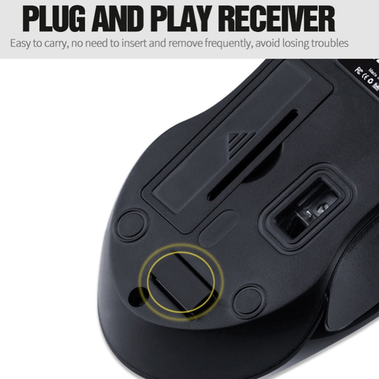 T-WOLF Q2 3-Buttons 1200 DPI 2.4GHz Wireless Mouse, Black, White, Pink