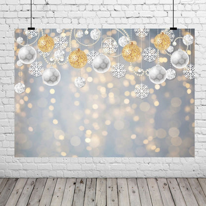 2.1m X 1.5m Christmas Ball Snowflake Party Decorative Photography Background, Christmas Ball