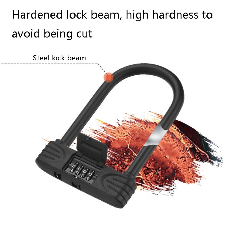 Bold Steel U-Shaped Bicycle Password Lock Motorcycle Electric Car Anti-Theft Password Lock, Password Lock(Black)