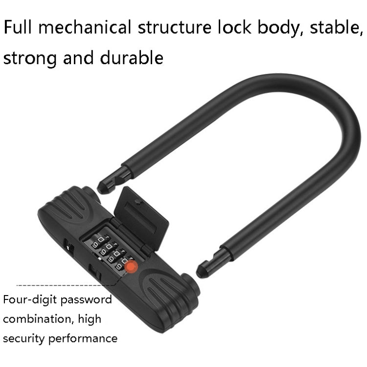 Bold Steel U-Shaped Bicycle Password Lock Motorcycle Electric Car Anti-Theft Password Lock, Password Lock(Black)