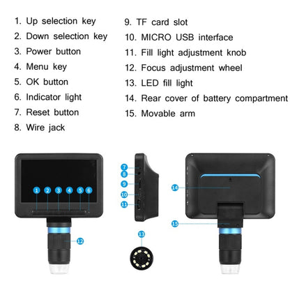 5 Inch Electron Microscope 1080P HD USB Repair Inspection Magnifying Glass