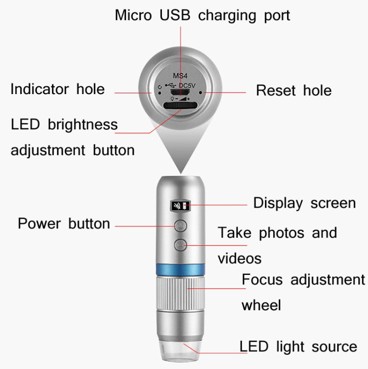WIFI Wireless Electron Microscope 1080P HD Digital Maintenance Inspection Magnifying Glass