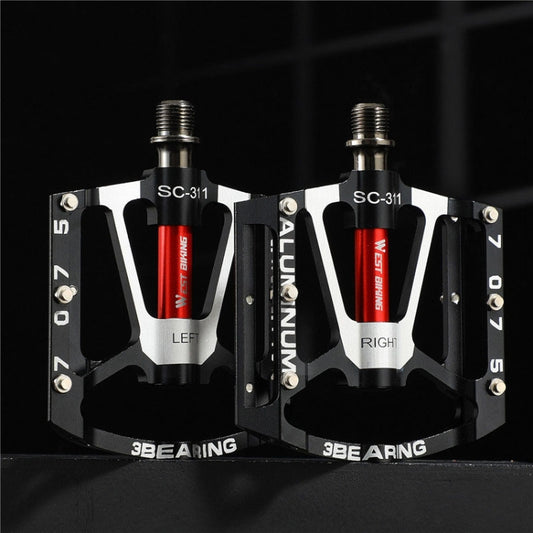 1pair WEST BIKING YP0802083 Mountain Bike Aluminum Alloy Pedal Lightweight Bearing Foot Pedal