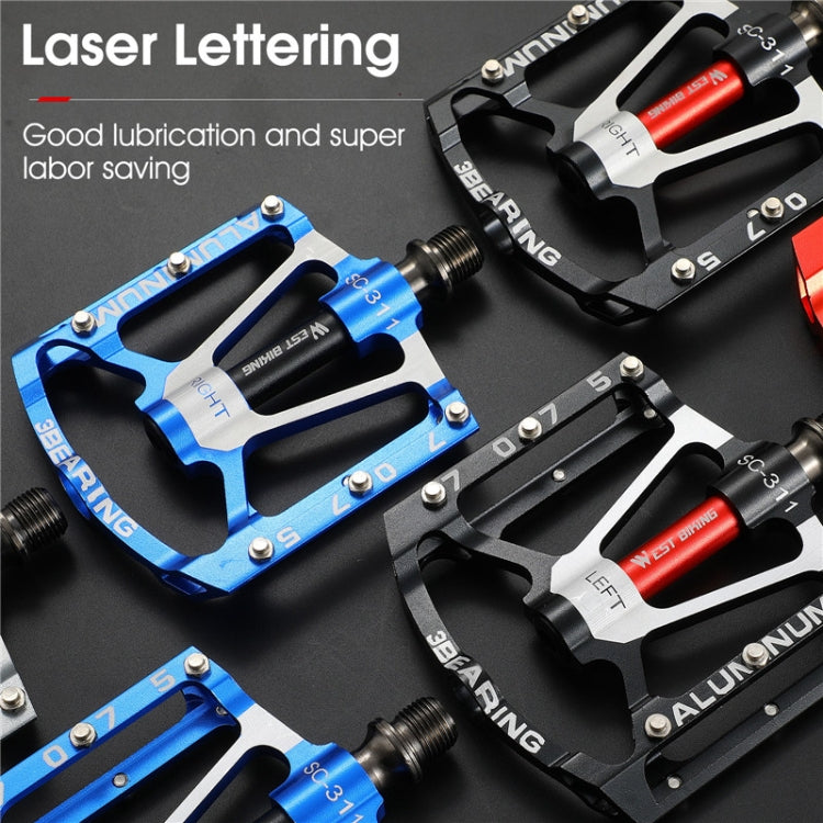 1pair WEST BIKING YP0802083 Mountain Bike Aluminum Alloy Pedal Lightweight Bearing Foot Pedal