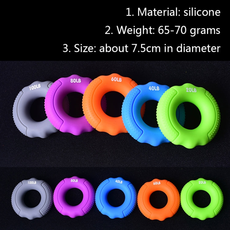 Silicone Gripper Finger Exercise Grip Ring, Specification: 60LB(Dot Orange), 20LB (Dot Green), 40LB (Dot Blue), 60LB(Dot Orange), 80LB(Dot Purple), 100LB (Dot Gray), 30LB (General Yellow), 40LB (General Rose Red), Universal point of 50LB blue