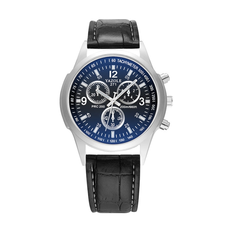 YAZOLE 271 Three-Eye Six-Hand Watch Men Auartz Watch Waterproof Business Watch, White Disk Black Belt, White Disk Brown Belt, Black Dish Black Belt, Black Tray Brown Belt, Black Shell Brown Belt, Black Shell Black Belt, White Disk Light Brown Belt