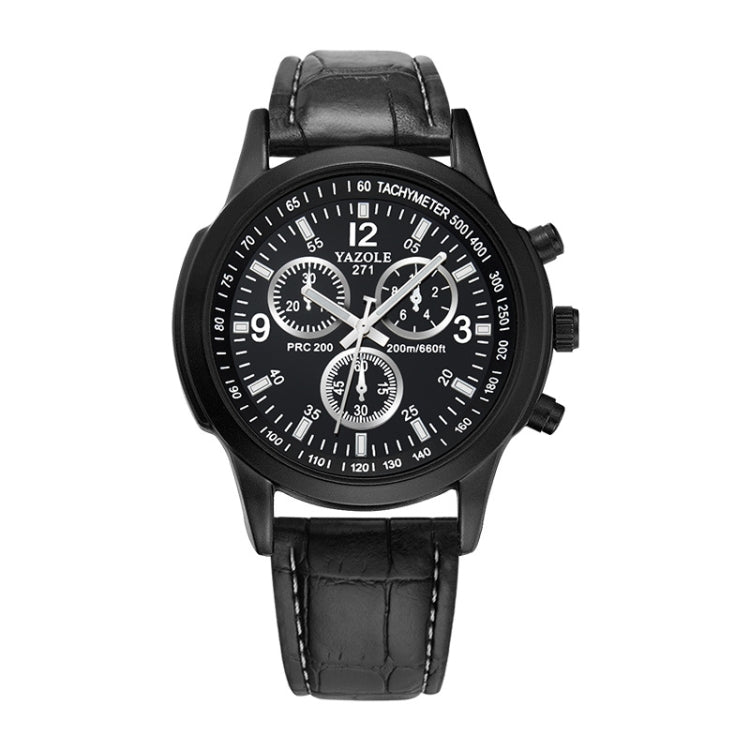 YAZOLE 271 Three-Eye Six-Hand Watch Men Auartz Watch Waterproof Business Watch, White Disk Black Belt, White Disk Brown Belt, Black Dish Black Belt, Black Tray Brown Belt, Black Shell Brown Belt, Black Shell Black Belt, White Disk Light Brown Belt
