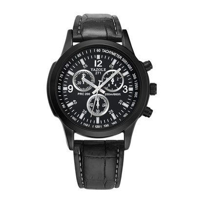 YAZOLE 271 Three-Eye Six-Hand Watch Men Auartz Watch Waterproof Business Watch, White Disk Black Belt, White Disk Brown Belt, Black Dish Black Belt, Black Tray Brown Belt, Black Shell Brown Belt, Black Shell Black Belt, White Disk Light Brown Belt
