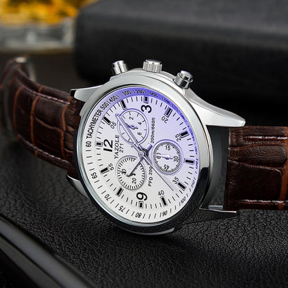 YAZOLE 271 Three-Eye Six-Hand Watch Men Auartz Watch Waterproof Business Watch, White Disk Black Belt, White Disk Brown Belt, Black Dish Black Belt, Black Tray Brown Belt, Black Shell Brown Belt, Black Shell Black Belt, White Disk Light Brown Belt