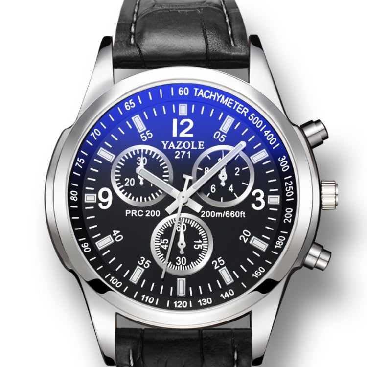 YAZOLE 271 Three-Eye Six-Hand Watch Men Auartz Watch Waterproof Business Watch, White Disk Black Belt, White Disk Brown Belt, Black Dish Black Belt, Black Tray Brown Belt, Black Shell Brown Belt, Black Shell Black Belt, White Disk Light Brown Belt