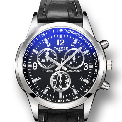 YAZOLE 271 Three-Eye Six-Hand Watch Men Auartz Watch Waterproof Business Watch, White Disk Black Belt, White Disk Brown Belt, Black Dish Black Belt, Black Tray Brown Belt, Black Shell Brown Belt, Black Shell Black Belt, White Disk Light Brown Belt