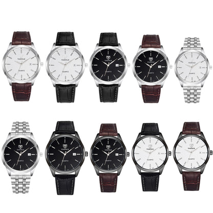 YAZOLE 308 Luminous Quartz Watch Men Watch, White Tray Brown Belt, White Tray Black Belt, Black Tray Black Belt, Black Tray Brown Belt, White Tray Silver Steel Strip, Black Tray Silver Steel Strip, Black Shell Black Tray Black Belt
